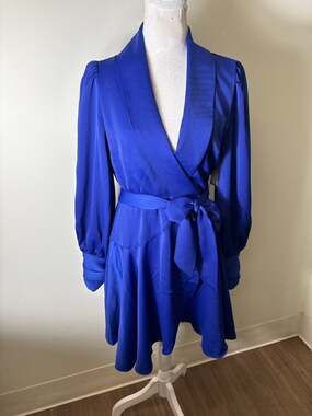 NWT Alexia Admor Blue Long Sleeve Mini Dress Sz 2